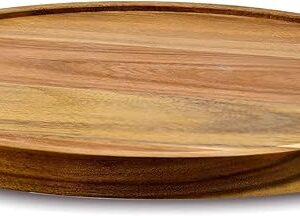 10" Acacia Wood Lazy Susan Organizer Kitchen Turntable for Cabinet Pantry Table Organization