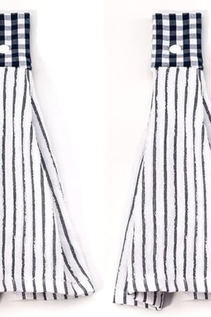 2 Pcs Kitchen Cotton Classical Striped Towel/Absorbent Towel/Hanging Towels/Hand Towel,Blue Stripes