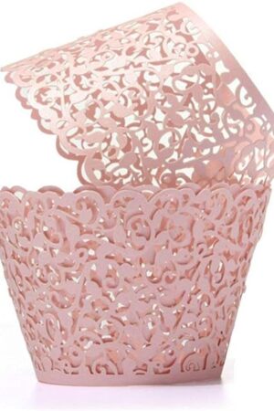 YOZATIA Vine Cupcake Wrappers, 60PCS Lace Cupcake Liners for Regular Sized Cupcake (Pink)