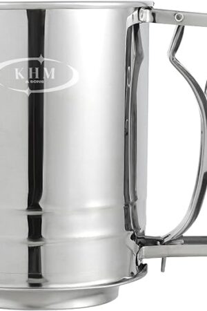 3-Cup Stainless Steel, Premium Double-Layer Baking Sifter for Powdered Sugar, All Baking Flours, Cocoa Powder, and More – Easy-to-Use Sifter for Baking by Khm and Sons