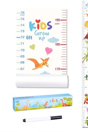 Baby Height Growth Chart, Premium Handing Ruler Home Nursery Wall Decor for Kids, 76" x 8" Growth Tracker for Children Height Record, Boys & Girls Playroom Decoration Sticker (Dinosaur)