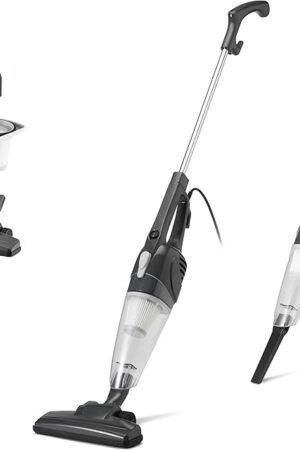 Amazon Basics 2-in-1 Corded Stick Vacuum Cleaner, Convertible to Handheld, Lightweight (3.9 LBS), with Washable HEPA Filter, Crevice Tools, 0.5L Dust Cup, 19.7-Ft Cord, 300W, Black