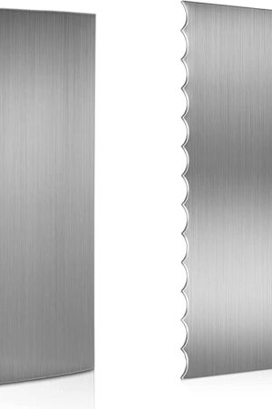 2 Pieces Stainless Steel Cake Scraper, 9 Inch Large Cake Smoother Scraper Contour Double Sided Patterned Edge Stripe Tool Pastry Cutter in 6 Patterns for Different Shapes of Comb Cake Edges Decoration