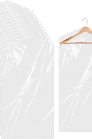 20 Pack Garment Bags for Hanging Clothes Plastic Garment Bags Clear Clothes Covers Dry Cleaner Bags Hanging Dust-proof Garment Bags for Dry Cleaner, Home Storage, Travel (60x90cm)