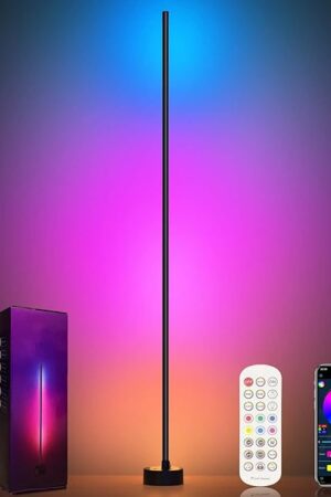 Corner Floor Lamp - Smart RGB LED Corner Lamp with App and Remote Control, 16 Million Colors & 68+ Scene, Music Sync, Timer Setting - Ideal for Living Rooms, Bedrooms, and Gaming Rooms