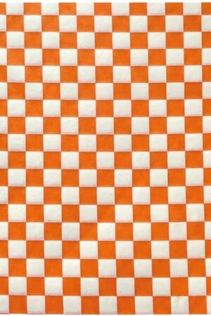 200 Sheets Orange and White Checkered Food Wrapping Paper, Dry Waxed Deli Paper, Paper Liners for Plastic Food Basket, Bread and Sandwich Wrap Paper (12''x12'') (Orange)…