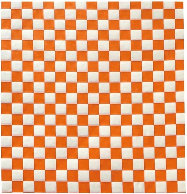 200 Sheets Orange and White Checkered Food Wrapping Paper, Dry Waxed Deli Paper, Paper Liners for Plastic Food Basket, Bread and Sandwich Wrap Paper (12''x12'') (Orange)…