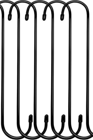 6 Pack 10 inch Extra Large S Hooks Black Heavy Duty Long S Hooks for Hanging Plant Extension Hooks for Kitchenware,Utensils,Pergola,Closet,Flower Basket,Garden,Patio,Indoor Outdoor Uses