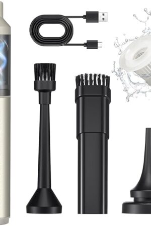 Car Vacuum Portable with 16000Pa Powerful Suction, Handheld Vacuum Cordless Rechargeable Blow & Suction 4 in 1, Small Vacuum Cleaner for Car, Home, Office, Outdoor (Gold)