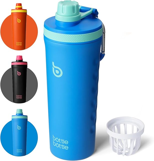 BOTTLE BOTTLE 26 oz Insulated Shaker Bottle Insulated Water Bottle for Men and Women Protein Shaker for Gym Water Cup dark blue