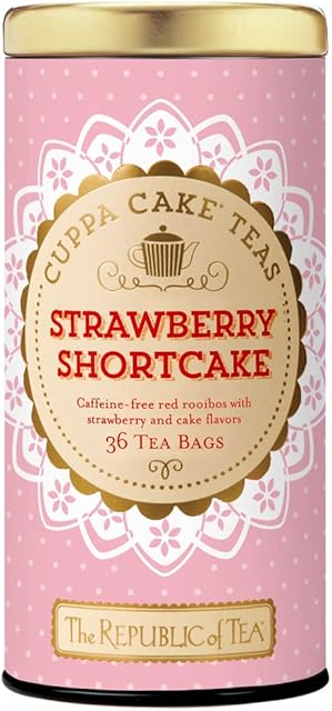 The Republic of Tea Strawberry Shortcake Herbal Tea, 36 Tea Bags | Cuppa Cake