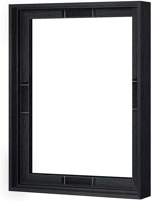 Abtgt 11x14 Canvas Floating Frame with 0.9" Deep, Black Floater Frame for Canvas Paintings with Adhesive, Vertical or Horizontal Wall Art frame for Prints Oil Painting Diamond Decor, 1 Pack.