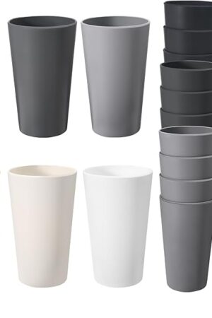24 Pcs Unbreakable Plastic Cups Set, 20 oz Reusable Plastic Cups, Stackable Water Tumblers, Drinking Cup for Kitchen, Outdoor, BPA-free, Dishwasher Refrigerator and Microwave Safe (20 oz, 6 Colors)