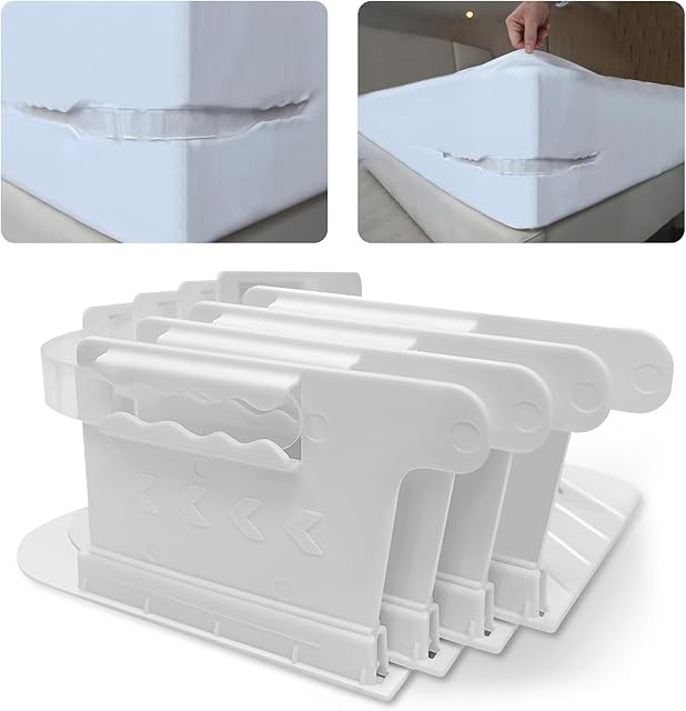 Bed Sheet Holders for Corners, Sheet Holders Keep Sheets Firm & Tight - Lock Fitted Bed Sheet Holder 4PCS, Sheet Straps for All Sheet Mattress Sizes Easy Installation