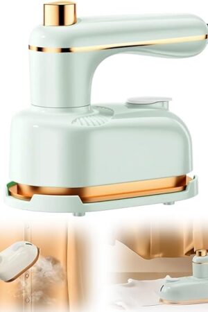 2025 New Portable Travel Steamer Iron for Clothes, 2-in-1 Mini Steam and Dry Iron, Fast 5-Second Heat Up Handheld Lightweight Compact Ironing Machine for Home, Business Trip, College Dorm (Green)