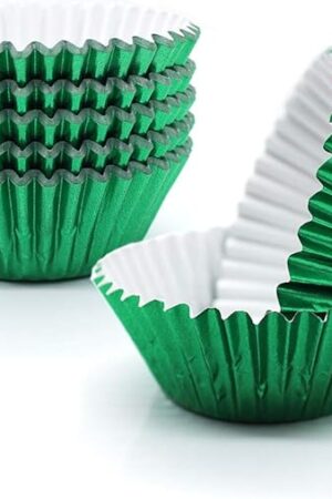 Cupcake Liners Green,GOLF Standard Size Green Foil Cupcake Liners Wrappers Metallic Baking Cups,Muffin Paper Cases, 100 Pack