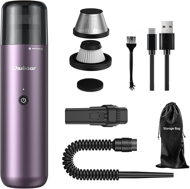 Chuboor Powerful Mini Vacuum,Car Vacuum Cordless Rechargeable for Dust, Sand, Crumbs, Hand Held Portable for Home, Car P10-Purple