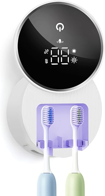 Toothbrush Sanitizer Holder, WONICO Tooth Brush Holder for Bathroom, Wall-Mounted Cleaner Organizer with Auto-Inductive Cover, Air Drying Fits Most Electric, Manual and Kids’ Toothbrushes