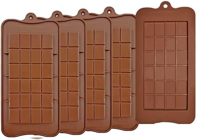 5-Pack Silicone Break Apart Chocolate Molds - Candy Protein and Engery Bar Silicone Mold