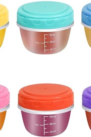 6 Pack Salad Dressing Containers to Go,2.7 OZ Small Sauce Containers with Lids,Tiny Condiment Containers with Graduated Lines,Leakproof Reusable for Lunch Box Work Trip