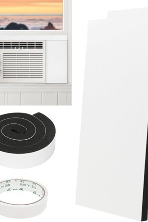 BEWAVE Window Air Conditioner Insulation Foam Panels, AC Side Surround Panels Kit with Top Seal Strip for AC Unit Indoor 2 Pack