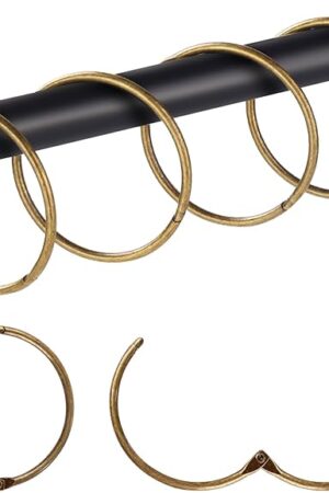 30Pcs Shower Curtain Hooks,Metal Round Shower Curtain Hooks Roman Rings Rustproof Decorative Shower Curtain Rings (Metal, Bronze)