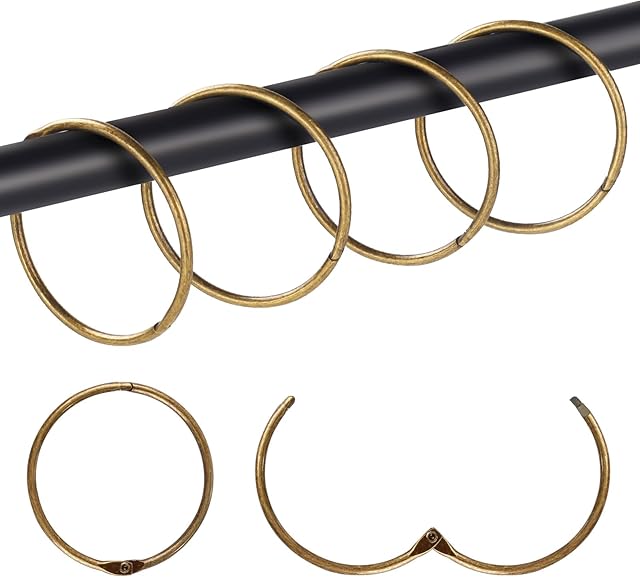 30Pcs Shower Curtain Hooks,Metal Round Shower Curtain Hooks Roman Rings Rustproof Decorative Shower Curtain Rings (Metal, Bronze)