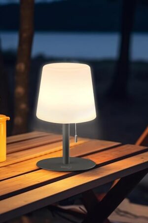 Warm & RGB Cordless Lamp for Outdoor Patio Decor | Battery Powered | Farmhouse Table Lamp | White Desk Lamps for College Dorm Room | Shower Lamps Waterproof Lampshade & Metal Base