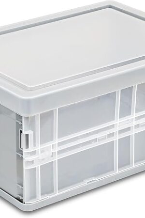 10 Quart Plastic Storage Bins With Lids, Clear Foldable and Stackable Containers Organize,Classroom Organization Tools (Grey)