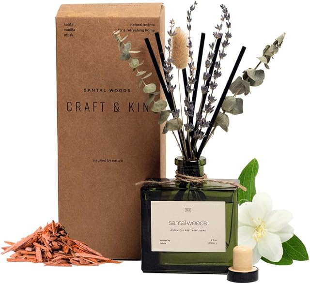 Craft & Kin Reed Diffuser Santal Woods Scented Reed Diffusers for Men & Women