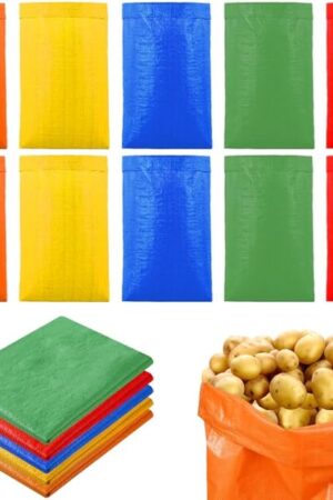 10Pcs Colorful Potato Sack Race Bags, Reusable Vegetable Storage Bags for Potato Tomato Onion Bean Storage