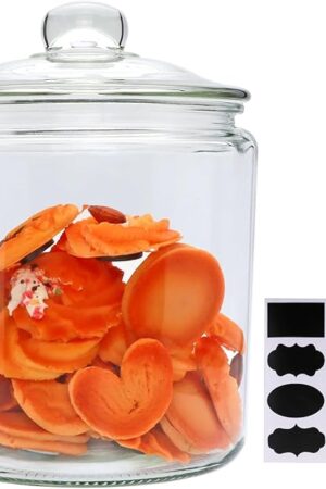 1 Gallon Glass Canister, Cookie Jar & Candy Jar with Airtight Lid, Large Food Storage Container for Buffet, Coffee & Flour, Laundry Room Storage & Pantry
