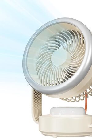 Desk Fan,Table Fans,7 inch Fan for Bedroom,Super Silent,Portable Rechargeable Desk Fans,Fan for Office,With LED light,4 Speeds,Oscillating Desk Fan,Suitable for Dormitory, Bedroom Bedside, kitchen