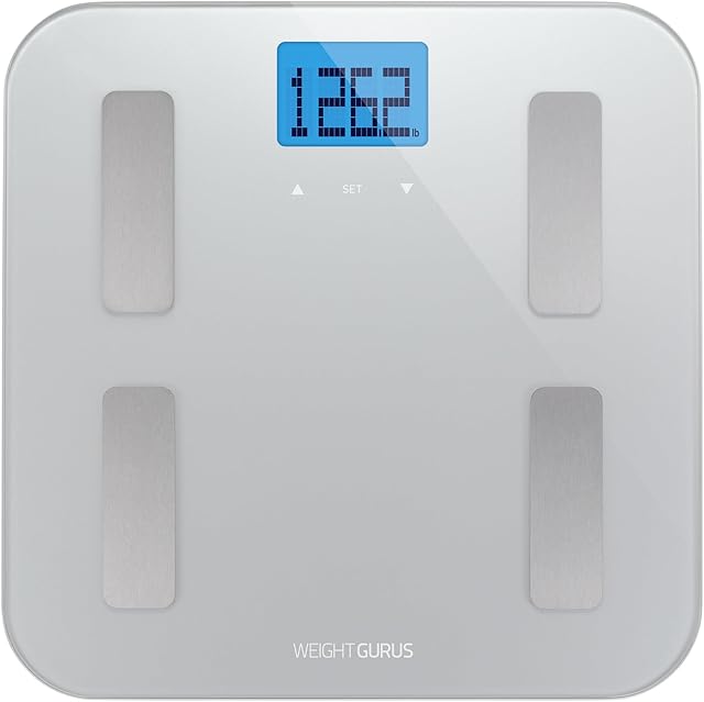 Digital Body Fat Scale with Large Backlit LCD and Smartphone Tracking (Silver)
