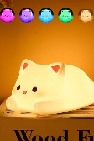 ZKLiLi Night Light for Kids Lamp, 16 Colors Cat Lamp Cute Lamp, Dimmable Baby Night Lights for Nursery,Silicone Rechargeable Nightlight for Kids Room, Kawaii Room Decor Cat Decor,Cute Gifts for Girls