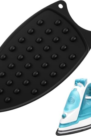 1 Pc Silicone Iron Rest Pads, Multipurpose Iron Hot Resistant Mat, Heat Resistant Pad, Protective Pads for Ironing Board, Flat Irons, Curling Irons (Black)