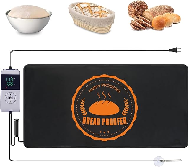 Bread Sourdough Proofer Heating Mat With Temperature & Timer Controller Waterproof Dough Starter Warming Mat for Dough Proofing Yogurt Fermentation
