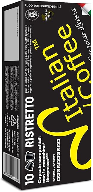 Italian Coffee for Espresso Lovers capsules compatible with Nespresso Original Line machines, Regular pods (100 Count (Pack of 1), Ristretto Regular)