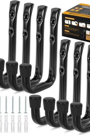 8-Pack Metal Garage Hook J Utility Hooks Wall Hooks Black