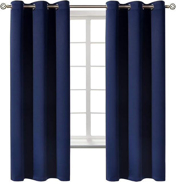 BGment Blackout Curtains for Bedroom 63 Inches Long - Navy Blue Room Darkening Thermal Insulated Sunlight Blocking Grommet Window Drapes for Kids Boys Room, Set of 2 Panels, 42 x 63 Inch
