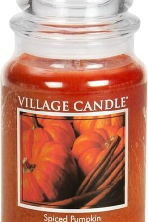 Village Candle Spiced Pumpkin Large Apothecary Jar, Scented Candle, 21.25 oz.