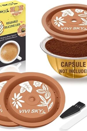 VIVI SKY Reusable Coffee Capsule Lids Work with Nespresso Pods Vertuoline,Food Grade Silicon Caps Used for Every Sizes of Reusable Nespresso Refillable Capsule(Silicon Vertuoline Lids- 3PCS)