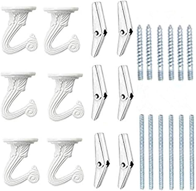 White Ceiling Hooks 6 Sets Swag Toggle Hooks