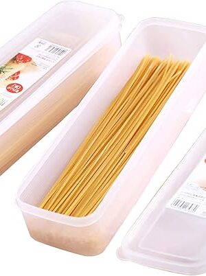 2Pcs Pasta Storage Container Kitchen Spaghetti Food Storage Box - Noodle Canister With Lid for Spaghetti, Noodles, Pasta, Eggs, Fruits Snacks (2Pcs)
