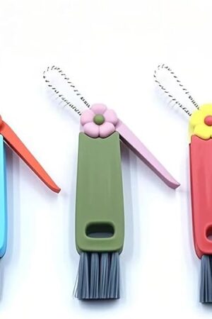 3-in-1 Cup Lid Cleaning Brush Set – Multifunctional and Portable Cup Lid Brush Cleaner and Bottle Brush Cleaner for Baby Bottle Gap Tight Spaces, and Crevice Cleaner with Flower Design (3 PCS)