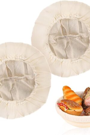 2 Pcs Bread Proofing Basket Cloth Liner Baking Dough Basket Cover Natural Rattan Banneton Proofing Cloth for Bakery Home Baking, about 10 inch