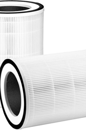 2-Pack True HEPA Replacement Filter Compatible with Afloia KILO, KILO PRO, KILOPLUS, MIRO, MIRO PRO, and MORENTO MR-Kilo, Kalo Air Purifiers, 360° 3-Stage Filtration System, White