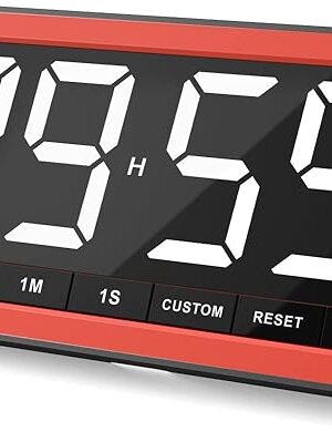 VOCOO Digital Kitchen Timer with 7.8? Extra Large Display, Magnetic LED, with 3 Brightness, 4 Alarms and 3 Volume Levels, Battery Powered Countdown Count Up Timer for Cooking, Classroom, Home Gym
