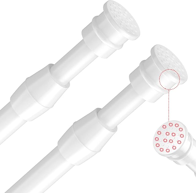 AIZESI Spring Tension Curtain Rods Short Tension Rod (White,28" to 38"-2Pcs)