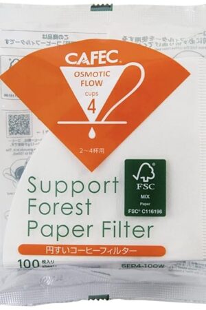 CAFEC SFP (Support Forest Paper) Filter Paper | Made in Japan | Cone-shaped V60 02 Style Universal 1 to 4 Cup | 100 sheets (CUP 4) SFP4-100W